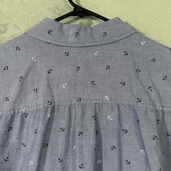 Croft Barrow Button Up Shirt Blue Womens 1X Plus Long Sleeve Preppy Nautical - Picture 8 of 9